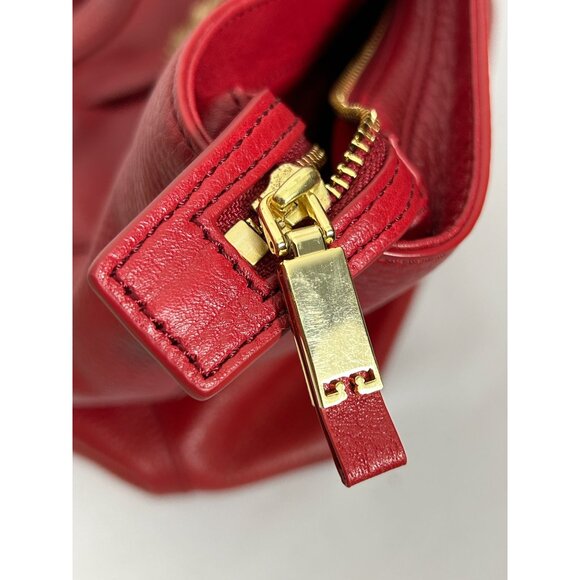 Tory Burch Plaque Large Pebbled Leather Tote in Kir Royale - Picture 6 of 8